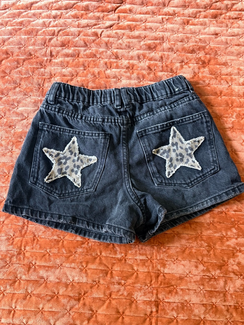 Black Denim Star Patch Shorts